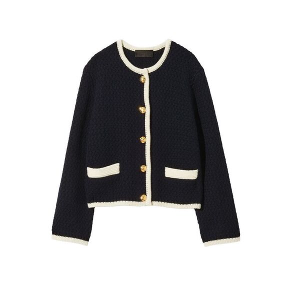 NILI LOTAN Perah wool jacket Dark Navy/Ivory size Large - Picture 13 of 13